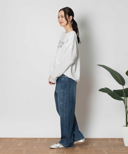 CONVERSE（コンバース）の「CONVERSE(コンバース)裏起毛ラウンドスウェット（スウェット・レディース・サックスブルー/ネイビー/キナリ・M/L/XL/S）」の13枚目の写真