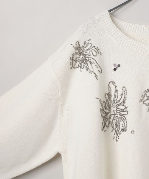 フラワービジューショートプルオーバー/319707(ニット/セーター)|JEANASIS(ジーナシス) フラワービジューショートプルオーバー/319707(ニット/セーター)|JEANASIS(ジーナシス)