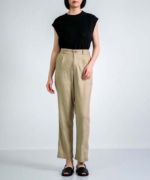 D.M.G.（ドミンゴ）の「[D.M.G. / ディーエムジー] L/Rストレッチツイル タイディパンツ（その他パンツ・レディース・ブラック/ベージュ・L/M/S/SS）」の5枚目の写真