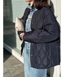 Emma Taylor | 【春アウター】キルティングノーカラーハーフコート(ノーカラーコート)