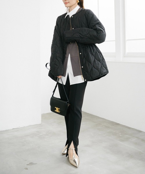 【新品未使用】Emma Taylor キルティングノーカラーハーフコート キルティングノーカラーハーフコート（ノーカラーコート）｜Emma