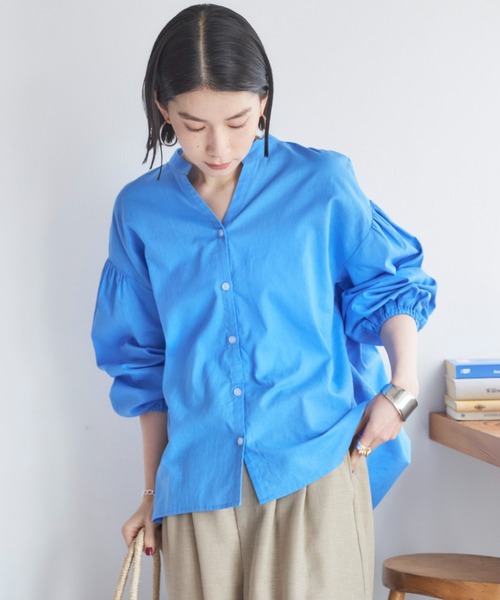 ドゥ アルシーヴ DOUX ARCHIVES コットンリネン袖ボリュームシャツ （BLU） DOUX ARCHIVES｜コットンリネン袖ボリュームシャツ | Rakuten