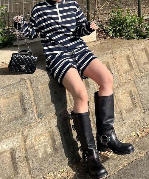 ポロシャツ ポロ ラガーセットアップ レディース AMERICAN HOLIC ポロシャツ ポロ BIGラガーシャツ レディース