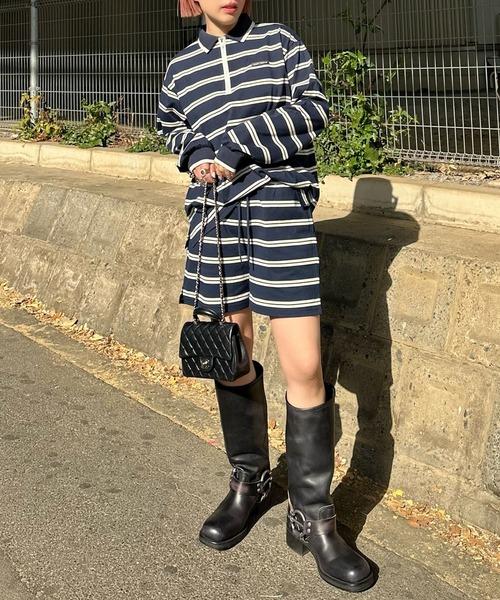 Alley Tokyo(アリートーキョー)の「ラガーセットアップ(ポロシャツ・レディース・グレー/ネイビー・FREE)」の5枚目の写真