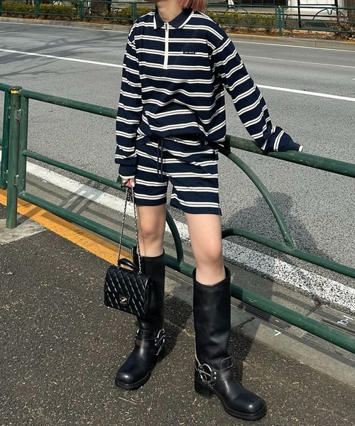 Alley Tokyo(アリートーキョー)の「ラガーセットアップ(ポロシャツ・レディース・グレー/ネイビー・FREE)」の8枚目の写真