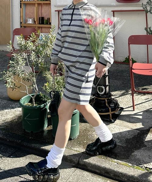 Alley Tokyo(アリートーキョー)の「ラガーセットアップ(ポロシャツ・レディース・グレー/ネイビー・FREE)」の19枚目の写真