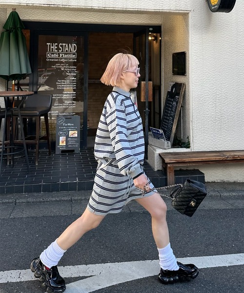 Alley Tokyo(アリートーキョー)の「ラガーセットアップ(ポロシャツ・レディース・グレー/ネイビー・FREE)」の22枚目の写真