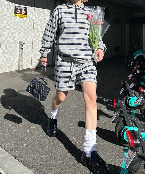 Alley Tokyo(アリートーキョー)の「ラガーセットアップ(ポロシャツ・レディース・グレー/ネイビー・FREE)」の21枚目の写真