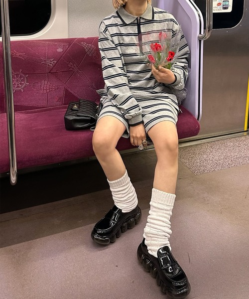 Alley Tokyo(アリートーキョー)の「ラガーセットアップ(ポロシャツ・レディース・グレー/ネイビー・FREE)」の14枚目の写真