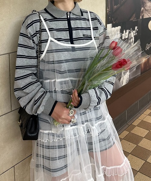 Alley Tokyo(アリートーキョー)の「ラガーセットアップ(ポロシャツ・レディース・グレー/ネイビー・FREE)」の18枚目の写真