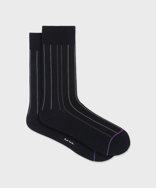 2点①ブラック4個セットPaul Smith カラフルストライプ ソックス 黒 2034-0043-1.jpg