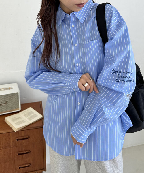 DISCOAT（ディスコート）の「【ユニセックス/WEB限定】ハンドライトロゴ刺繍オーバーシャツ（シャツ/ブラウス・レディース・ブルー/サックスブルー/アイボリー・FREE）」の20枚目の写真