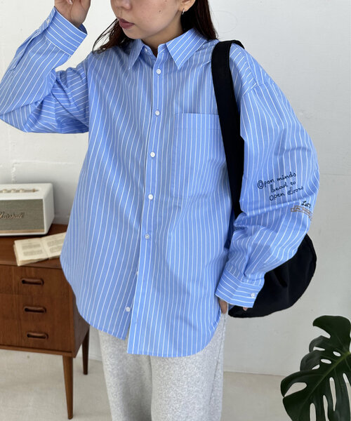 DISCOAT（ディスコート）の「【ユニセックス/WEB限定】ハンドライトロゴ刺繍オーバーシャツ（シャツ/ブラウス・レディース・ブルー/サックスブルー/アイボリー・FREE）」の21枚目の写真