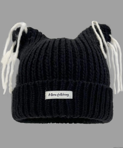 VIBGYOR（ヴィブジョー）の「pur chouchou/猫耳 ニット帽 P4437（ニットキャップ/ビーニー・レディース・ブラック/ブラウン/グレー/アイボリー・FREE）」の3枚目の写真