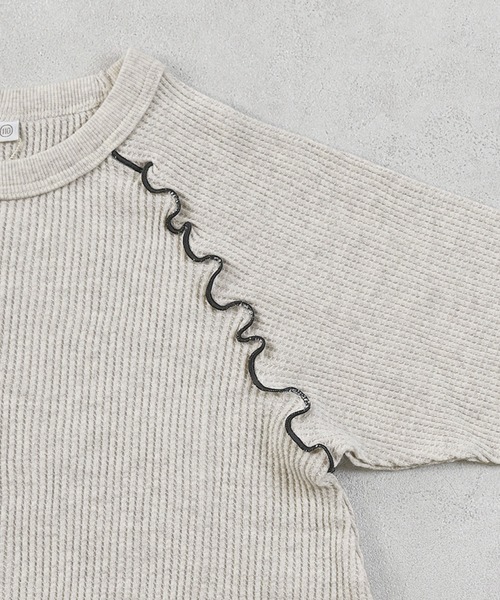 MARKEY'S（マーキーズ）の「無地ワッフルメローカットソー（Tシャツ/カットソー・キッズ・杢グレー/ミント/ブラウン/オフホワイト・150/80/90/100/110/120/130/140）」の10枚目の写真