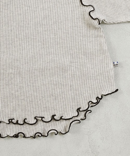 MARKEY'S（マーキーズ）の「無地ワッフルメローカットソー（Tシャツ/カットソー・キッズ・杢グレー/ミント/ブラウン/オフホワイト・150/80/90/100/110/120/130/140）」の11枚目の写真