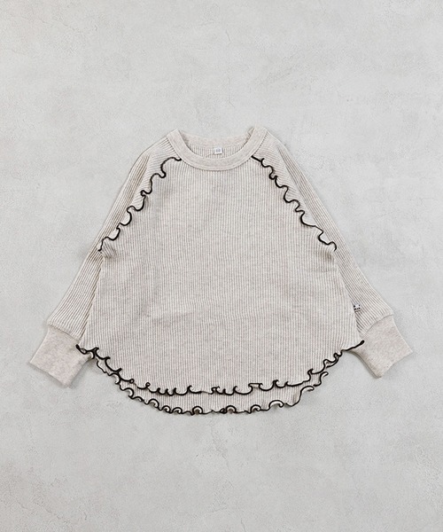 MARKEY'S（マーキーズ）の「無地ワッフルメローカットソー（Tシャツ/カットソー・キッズ・杢グレー/ミント/ブラウン/オフホワイト・150/80/90/100/110/120/130/140）」の13枚目の写真