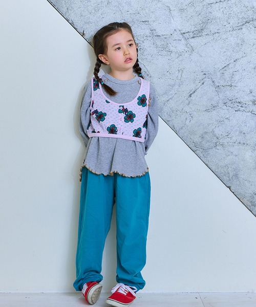 MARKEY'S（マーキーズ）の「無地ワッフルメローカットソー（Tシャツ/カットソー・キッズ・杢グレー/ミント/ブラウン/オフホワイト・150/80/90/100/110/120/130/140）」の9枚目の写真