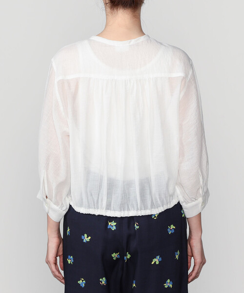 LE GLAZIK | シアーバンドカラーブラウス WOMEN（シャツ