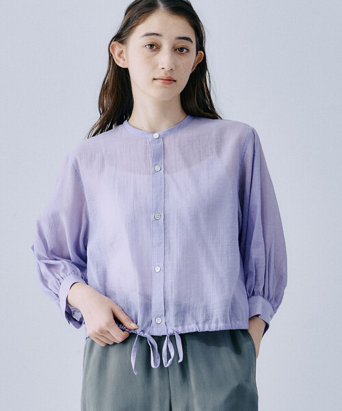 最新最全のをすべて GLAZIK LE | WOMEN（シャツ シアーバンドカラーブラウス トップス
