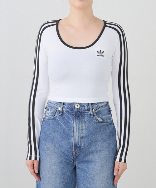 JOINT WORKS（ジョイントワークス）の「ADIDAS / アディダス 3S LS CROP（Tシャツ/カットソー・レディース・ブラック/ホワイト・SMALL）」の8枚目の写真
