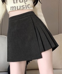 コーデュロイ サイド プリーツ ラップ スカート パンツ