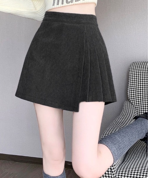 kirakiraShop(キラキラショップ)の「コーデュロイ サイド プリーツ ラップ スカート パンツ(スカート・レディース・ベージュ/グレー/ブラック・S/M/L)」の18枚目の写真