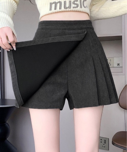 kirakiraShop(キラキラショップ)の「コーデュロイ サイド プリーツ ラップ スカート パンツ(スカート・レディース・ベージュ/グレー/ブラック・S/M/L)」の17枚目の写真