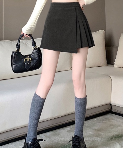 kirakiraShop(キラキラショップ)の「コーデュロイ サイド プリーツ ラップ スカート パンツ(スカート・レディース・ベージュ/グレー/ブラック・S/M/L)」の19枚目の写真