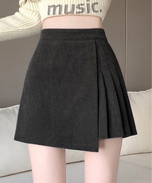 kirakiraShop(キラキラショップ)の「コーデュロイ サイド プリーツ ラップ スカート パンツ(スカート・レディース・ベージュ/グレー/ブラック・S/M/L)」の15枚目の写真