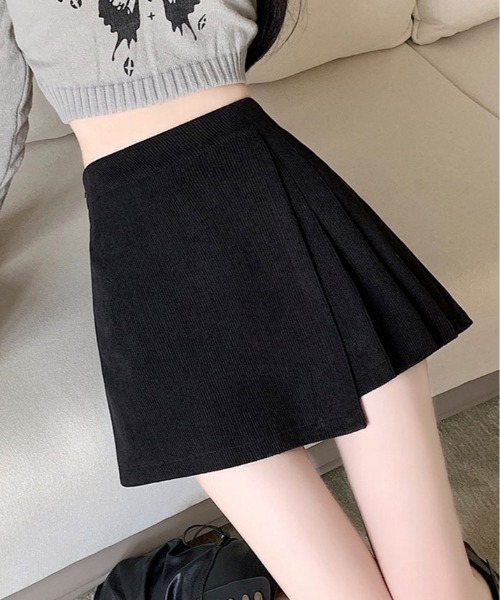 kirakiraShop(キラキラショップ)の「コーデュロイ サイド プリーツ ラップ スカート パンツ(スカート・レディース・ベージュ/グレー/ブラック・S/M/L)」の8枚目の写真