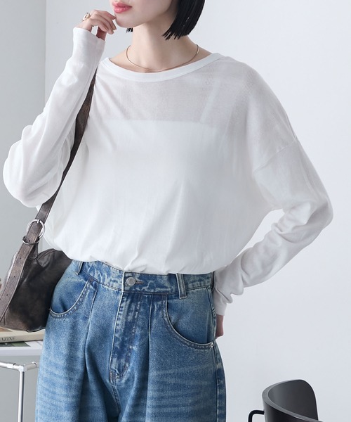 MILLER(ミラー)の「【forksy.】【Robert P. Miller】ロバート ピー ミラー シアー オーバーサイズ クルーネック ロングTシャツ(Tシャツ/カットソー・レディース・ブラック/ライトグリーン/シャーベット/オフホワイト・FREE)」の9枚目の写真