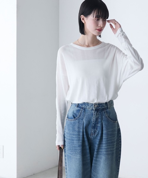 MILLER(ミラー)の「【forksy.】【Robert P. Miller】ロバート ピー ミラー シアー オーバーサイズ クルーネック ロングTシャツ(Tシャツ/カットソー・レディース・ブラック/ライトグリーン/シャーベット/オフホワイト・FREE)」の11枚目の写真