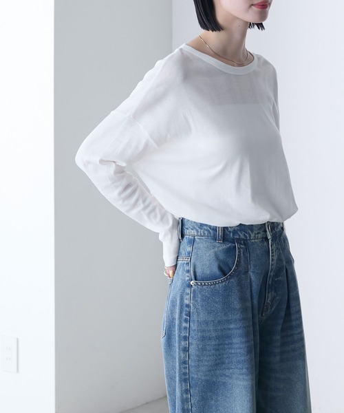 MILLER(ミラー)の「【forksy.】【Robert P. Miller】ロバート ピー ミラー シアー オーバーサイズ クルーネック ロングTシャツ(Tシャツ/カットソー・レディース・ブラック/ライトグリーン/シャーベット/オフホワイト・FREE)」の13枚目の写真