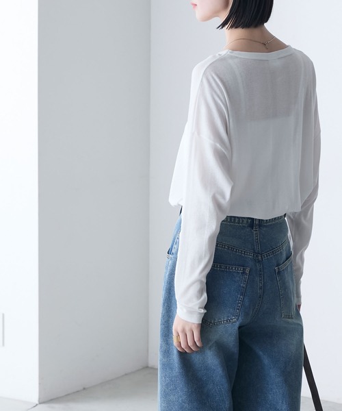 MILLER(ミラー)の「【forksy.】【Robert P. Miller】ロバート ピー ミラー シアー オーバーサイズ クルーネック ロングTシャツ(Tシャツ/カットソー・レディース・ブラック/ライトグリーン/シャーベット/オフホワイト・FREE)」の14枚目の写真