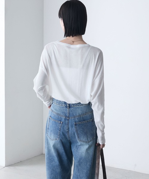 MILLER(ミラー)の「【forksy.】【Robert P. Miller】ロバート ピー ミラー シアー オーバーサイズ クルーネック ロングTシャツ(Tシャツ/カットソー・レディース・ブラック/ライトグリーン/シャーベット/オフホワイト・FREE)」の15枚目の写真