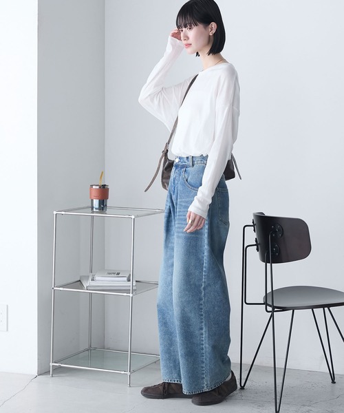 MILLER(ミラー)の「【forksy.】【Robert P. Miller】ロバート ピー ミラー シアー オーバーサイズ クルーネック ロングTシャツ(Tシャツ/カットソー・レディース・ブラック/ライトグリーン/シャーベット/オフホワイト・FREE)」の19枚目の写真