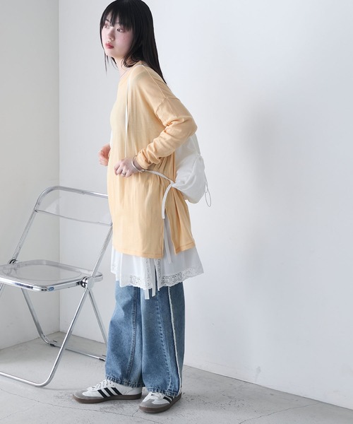 【FIRMUM】 クルーネックカットソー オーバーサイズ クルーネックオーバーサイズTシャツ(ユニセックス・長袖)_