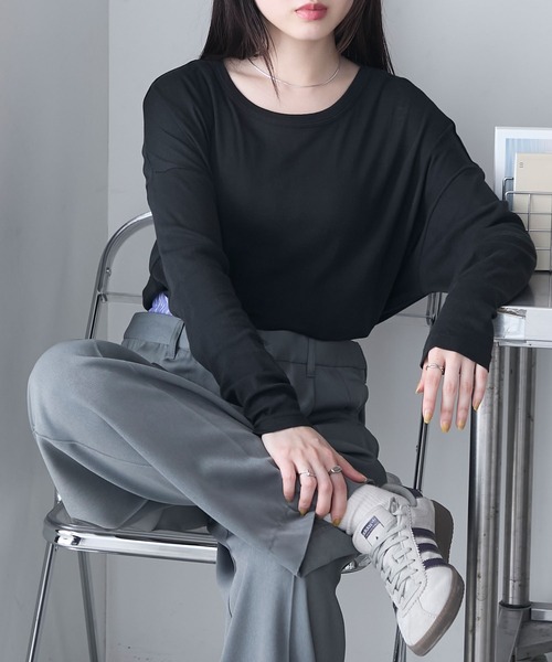 MILLER(ミラー)の「【forksy.】【Robert P. Miller】ロバート ピー ミラー シアー オーバーサイズ クルーネック ロングTシャツ(Tシャツ/カットソー・レディース・ブラック/ライトグリーン/シャーベット/オフホワイト・FREE)」の20枚目の写真