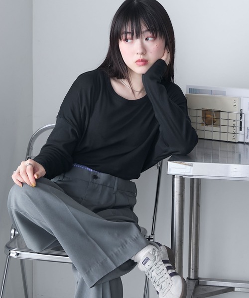 MILLER(ミラー)の「【forksy.】【Robert P. Miller】ロバート ピー ミラー シアー オーバーサイズ クルーネック ロングTシャツ(Tシャツ/カットソー・レディース・ブラック/ライトグリーン/シャーベット/オフホワイト・FREE)」の21枚目の写真