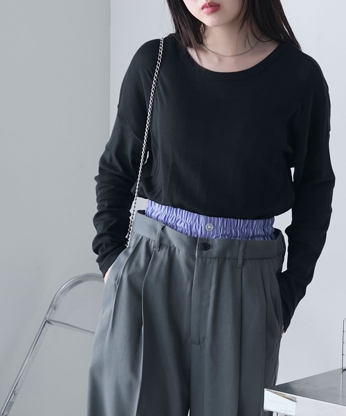MILLER(ミラー)の「【forksy.】【Robert P. Miller】ロバート ピー ミラー シアー オーバーサイズ クルーネック ロングTシャツ(Tシャツ/カットソー・レディース・ブラック/ライトグリーン/シャーベット/オフホワイト・FREE)」の22枚目の写真