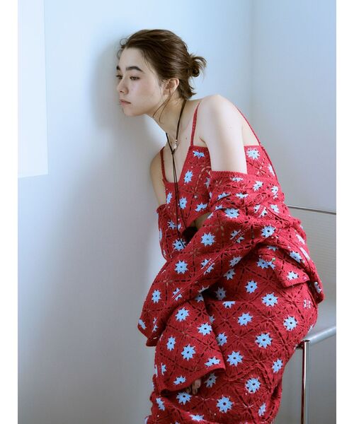【みかん】ungrid ベロア刺繍デザインキャミ セール】ビーズコンビニットキャミ（キャミソール）｜Ungrid
