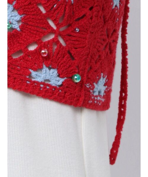 Ungrid（アングリッド）の「ビーズコンビニットキャミ（キャミソール・レディース・チャコールグレー/レッド・FREE）」の7枚目の写真