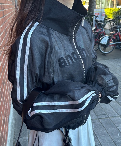 ISOOK（アイスー）の「【ISOOK / アイスー】シャイニーラインシアーブルゾン / トラックジャケット スタンドネック クロップド丈 ドロスト 2way 黒 グレー ブラック ZOZOTOWN限定（ブルゾン・レディース・ブラック/グレー・FREE）」の4枚目の写真