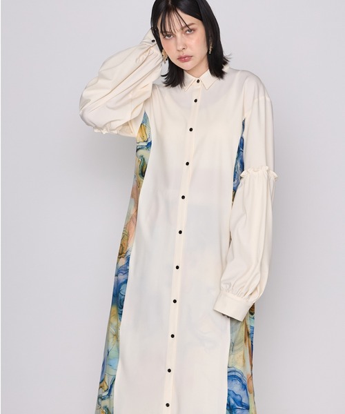 casane(カサネ)の「CASANE(カサネ)マーブルペイントデザインワンピース(ワンピース・レディース・ブラック/ベージュ・F)」の17枚目の写真