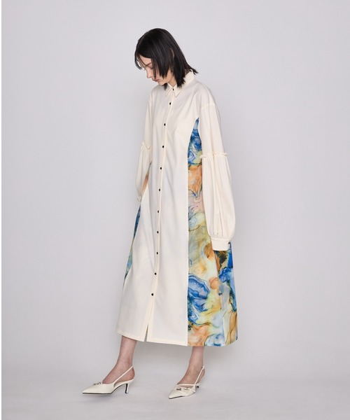 casane(カサネ)の「CASANE(カサネ)マーブルペイントデザインワンピース(ワンピース・レディース・ブラック/ベージュ・F)」の18枚目の写真