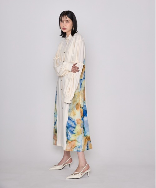 casane(カサネ)の「CASANE(カサネ)マーブルペイントデザインワンピース(ワンピース・レディース・ブラック/ベージュ・F)」の19枚目の写真
