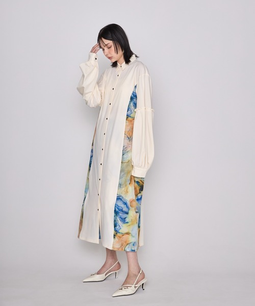 casane(カサネ)の「CASANE(カサネ)マーブルペイントデザインワンピース(ワンピース・レディース・ブラック/ベージュ・F)」の20枚目の写真