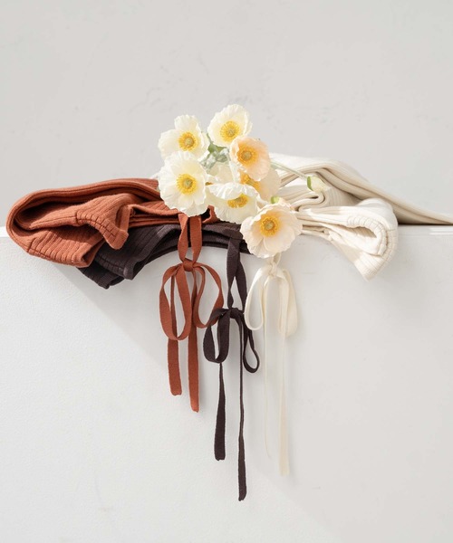 Ambre Neige（アンブルネージュ）の「flare sleeve rib knit / フレアスリーブリブニット（ニット/セーター・レディース・オレンジ/ダークブラウン/アイボリー・FREE）」の4枚目の写真
