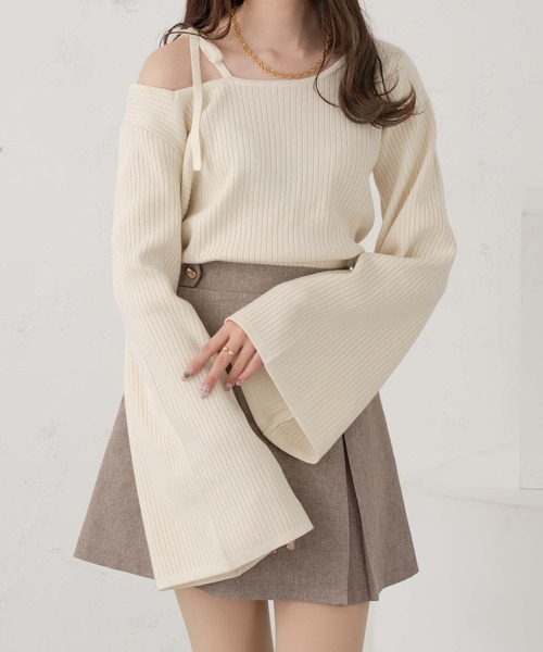 Ambre Neige（アンブルネージュ）の「flare sleeve rib knit / フレアスリーブリブニット（ニット/セーター・レディース・オレンジ/ダークブラウン/アイボリー・FREE）」の9枚目の写真